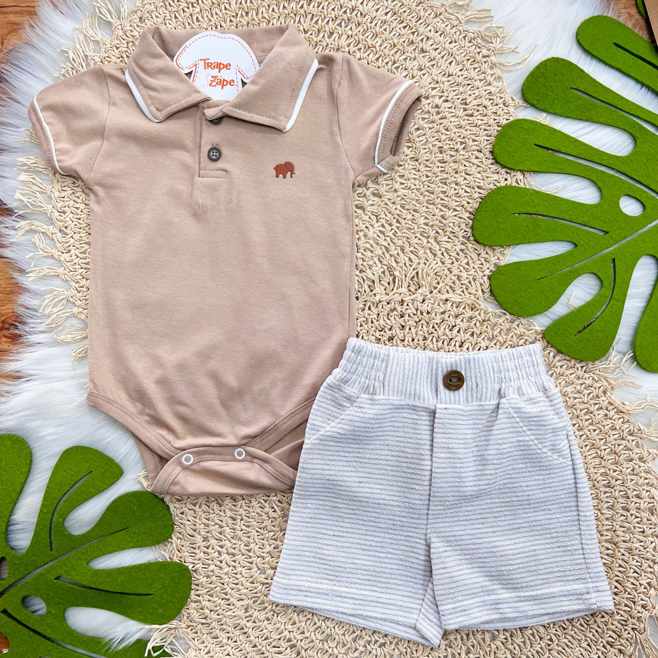  Conj. Body Gola Polo e Bermuda em Linho - Areia